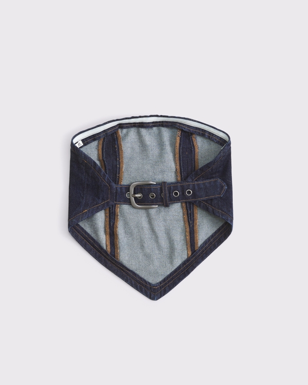 Pride Strapless Denim Scarf Top, Dark Wash view 2