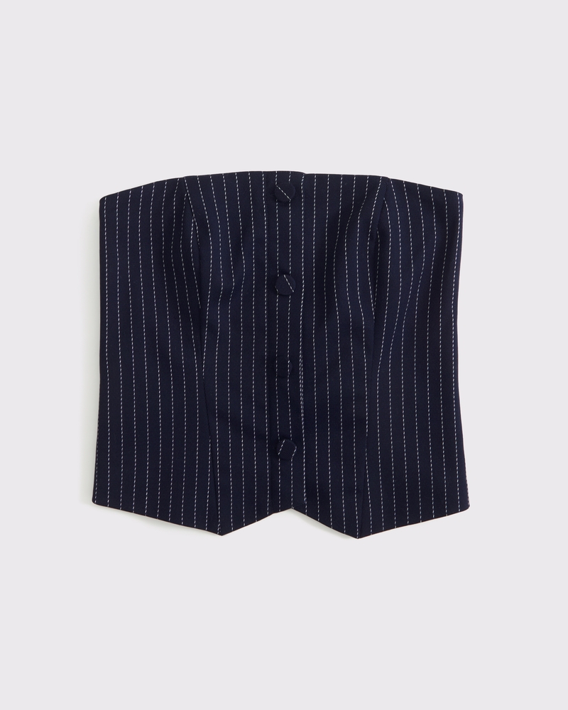 Strapless Cropped Tailored Vest