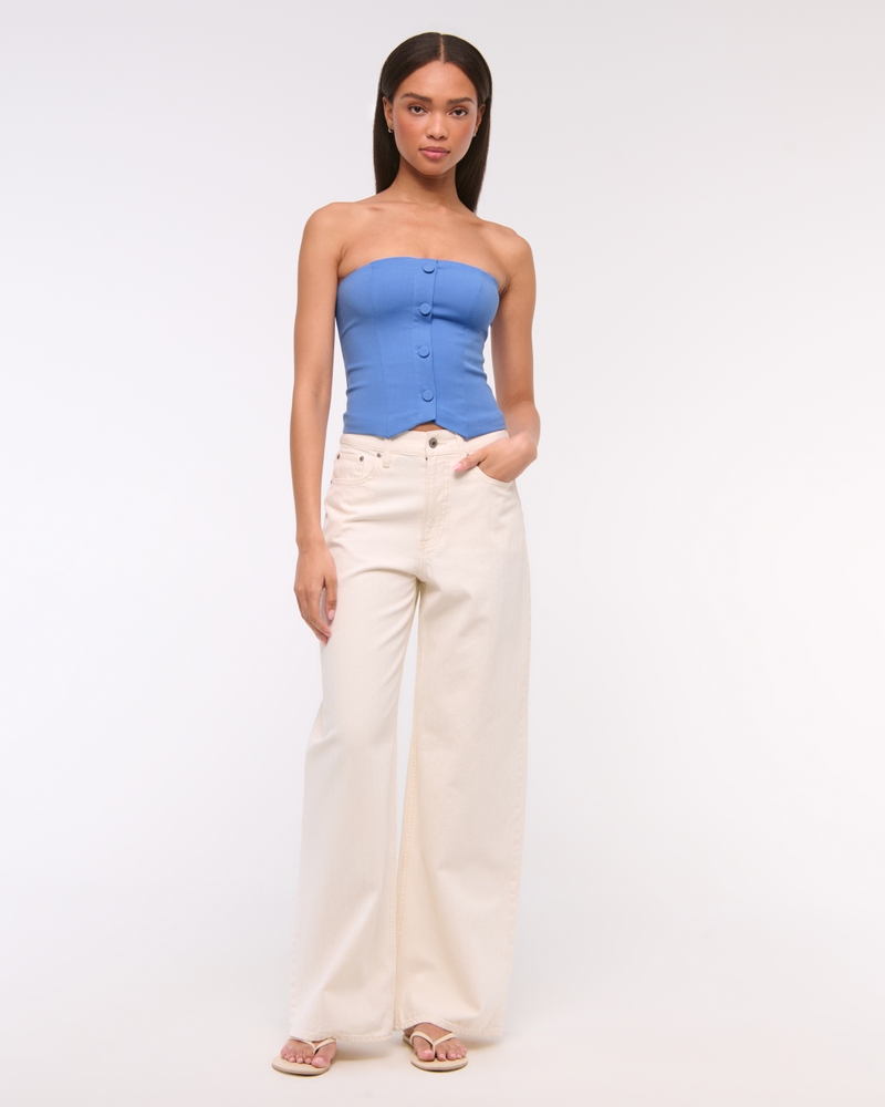 Strapless Cropped Tailored Vest