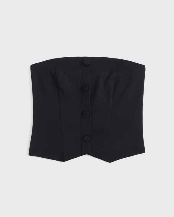 Strapless Cropped Tailored Vest