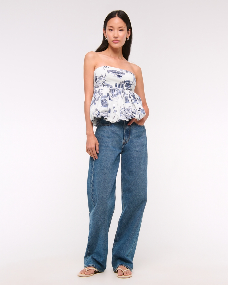 Strapless Bubble Hem Top