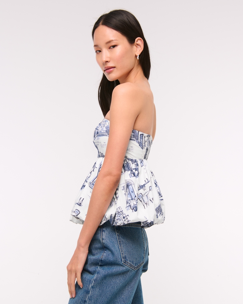 Strapless Bubble Hem Top