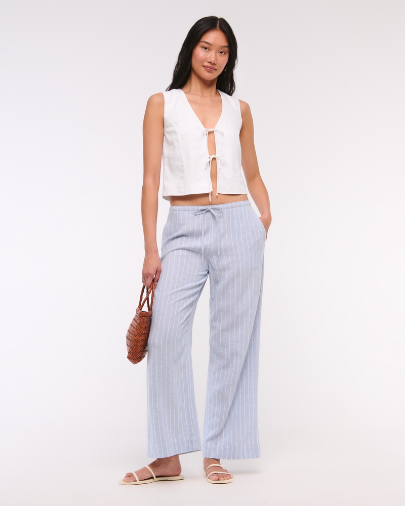 Tie-Front Linen-Blend Vest