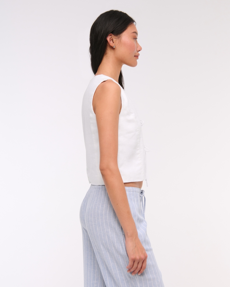 Tie-Front Linen-Blend Vest