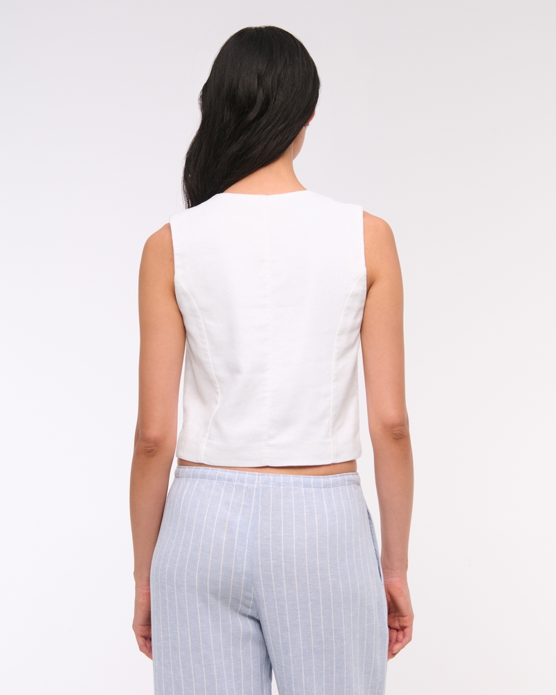 Tie-Front Linen-Blend Vest