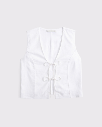 Women's Tie-Front Linen-Blend Vest | Women's Tops | Abercrombie.com