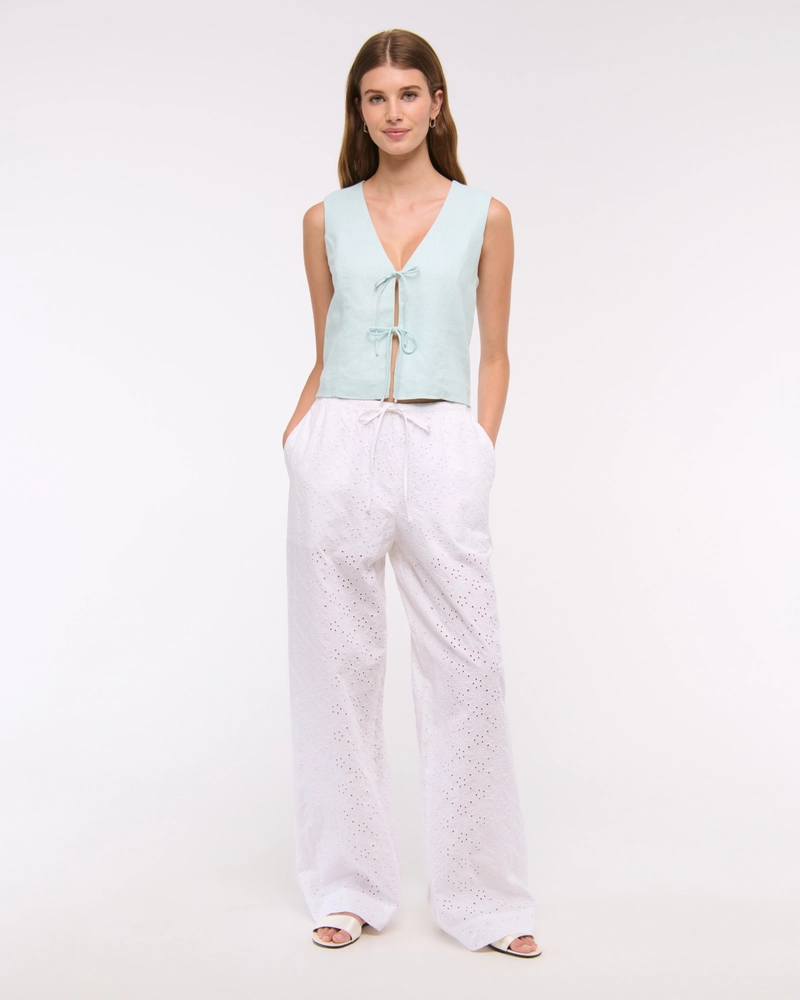 Tie-Front Linen-Blend Vest