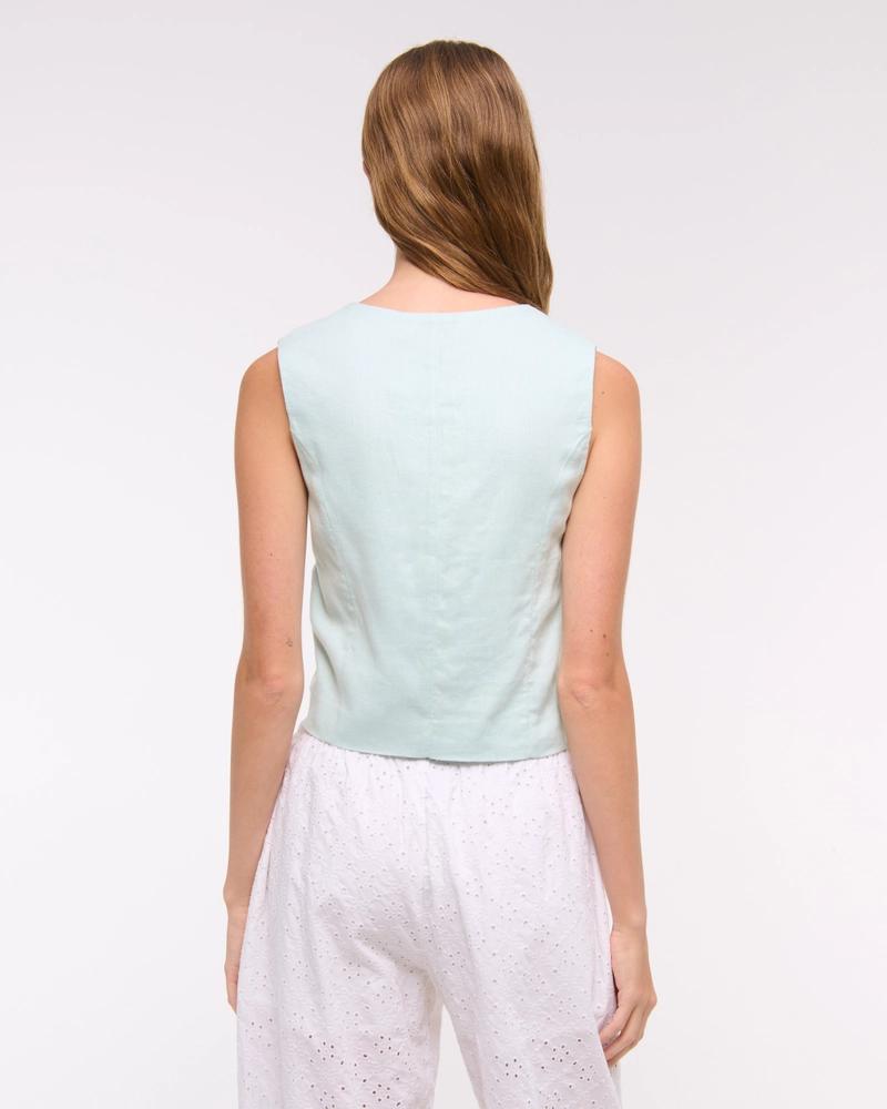 Tie-Front Linen-Blend Vest