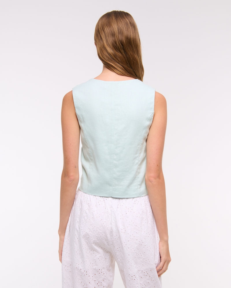 Tie-Front Linen-Blend Vest