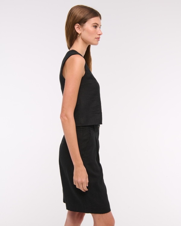 Tie-Front Linen-Blend Vest