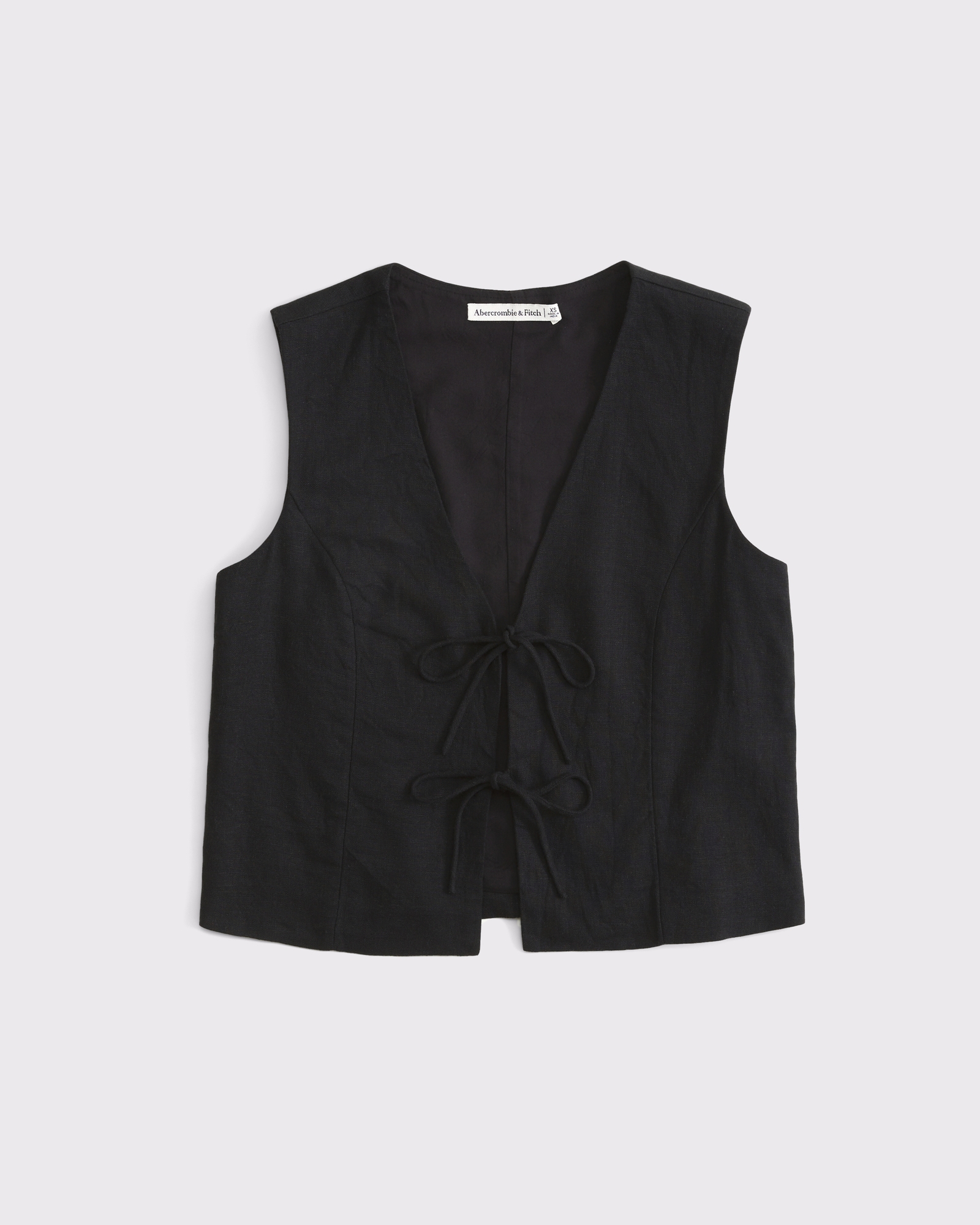Tie-Front Linen-Blend Vest