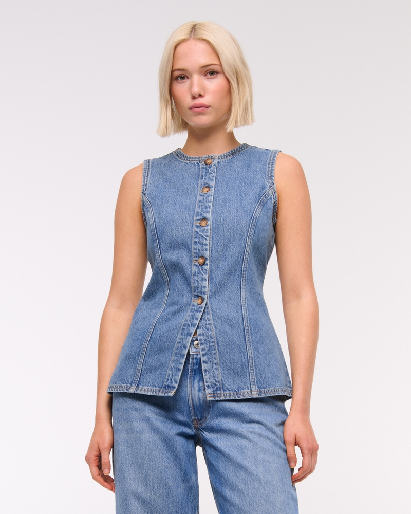 Short-Sleeve Tailored Vest Top