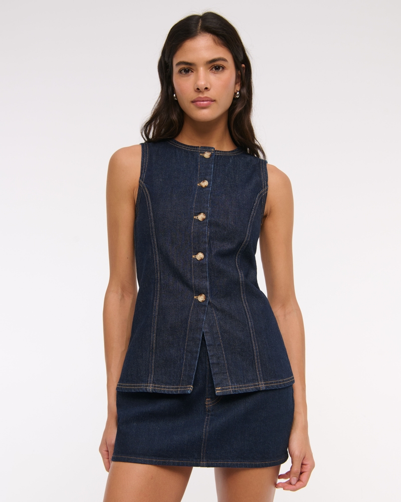 The A&F Mara Linen-Blend Button-Through Vest