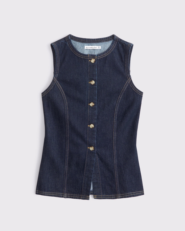 Denim Vest, Dark Denim view 2
