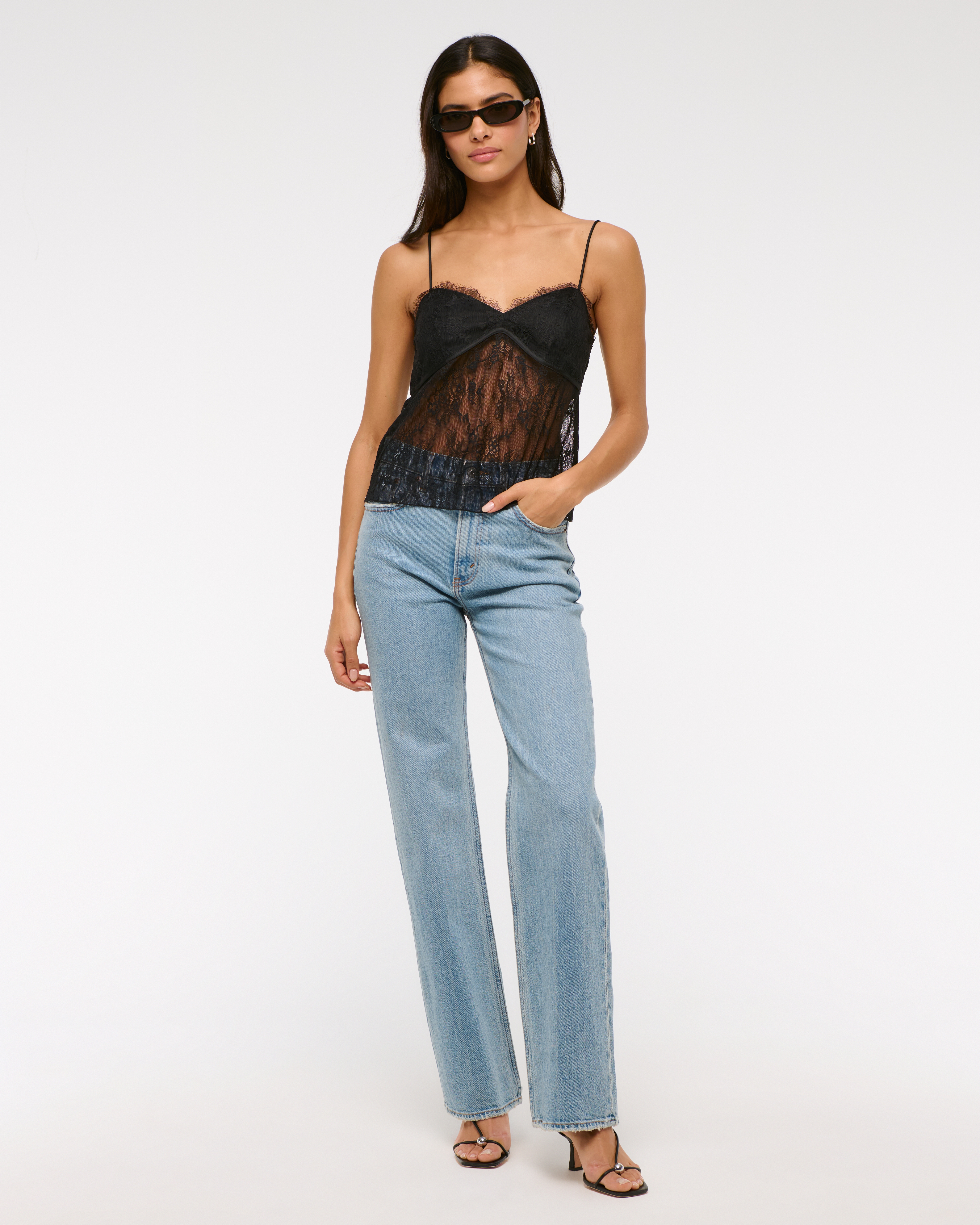 ラッキーブランド Lucky Brand Satin Lace Babydoll Cami レディース シャツ トップス Black Lucky Brand Satin Lace Babydoll Cami Black SM (US 4-6) at