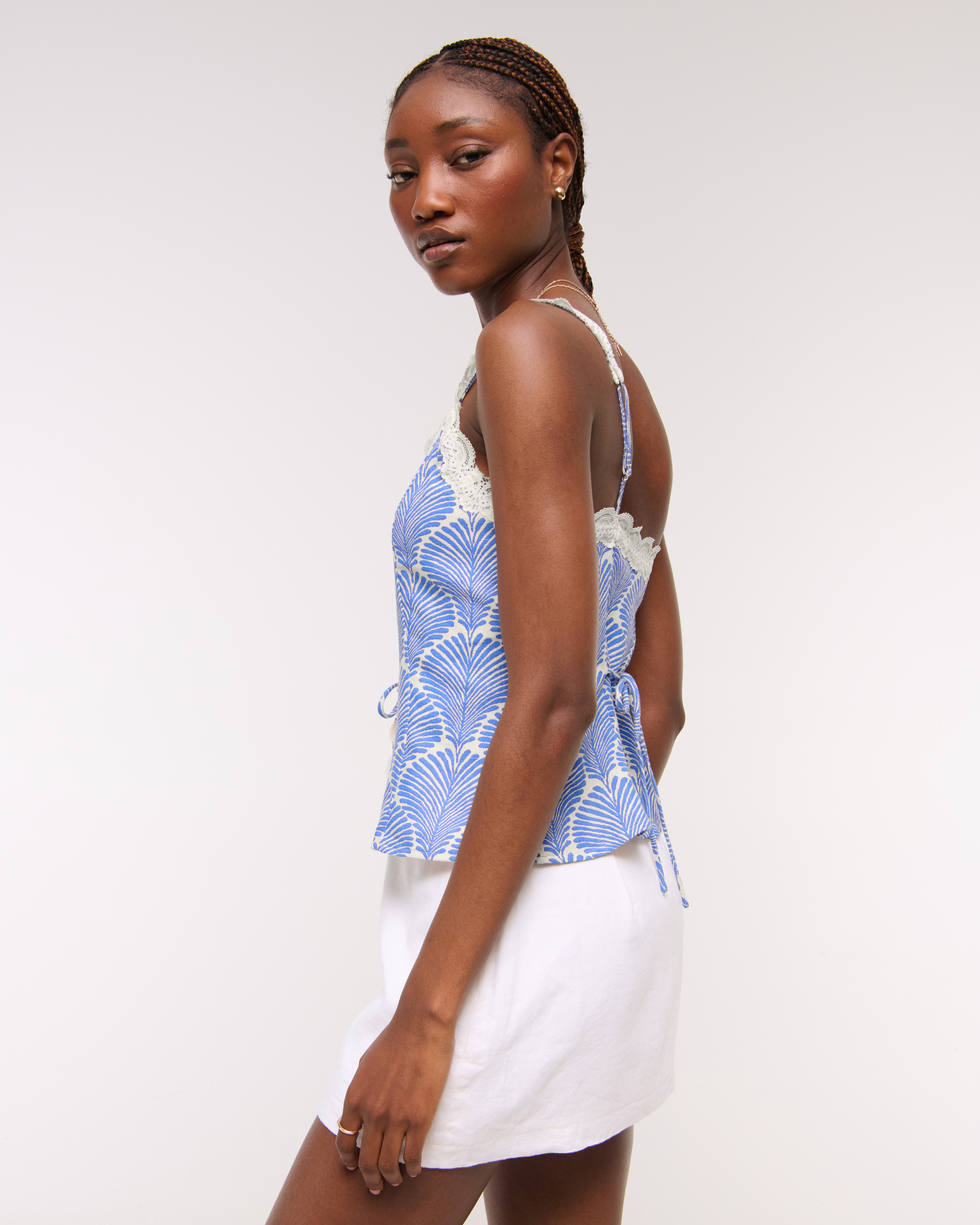 Women's Lace-Trim Tie-Front Peplum Top | Women's New Arrivals |  Abercrombie.com