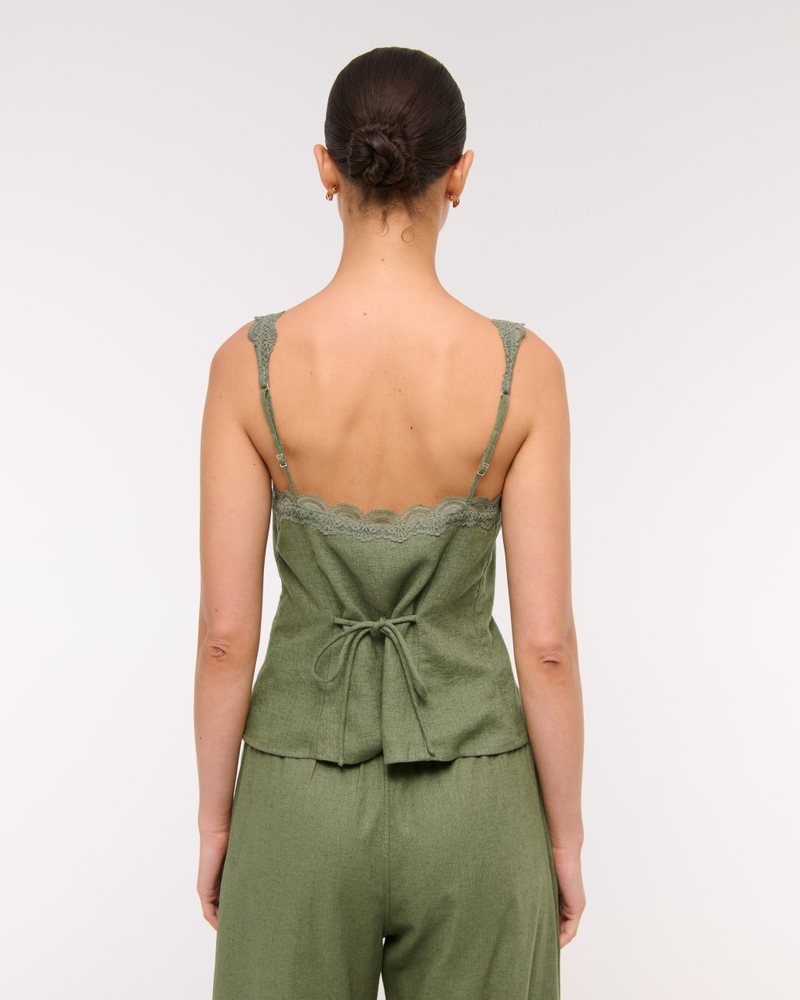 Lace-Trim Tie-Front Peplum Top