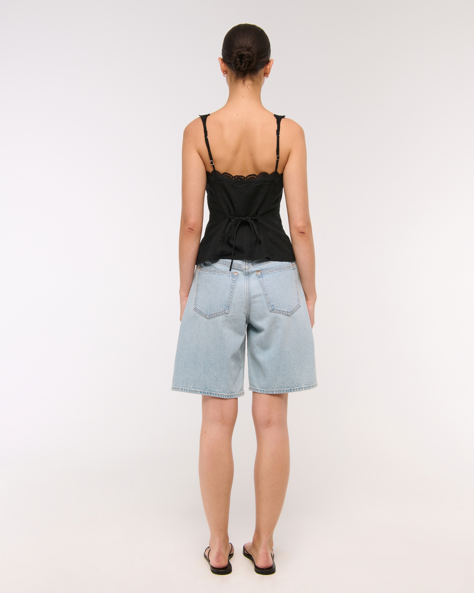 Lace-Trim Tie-Front Peplum Top