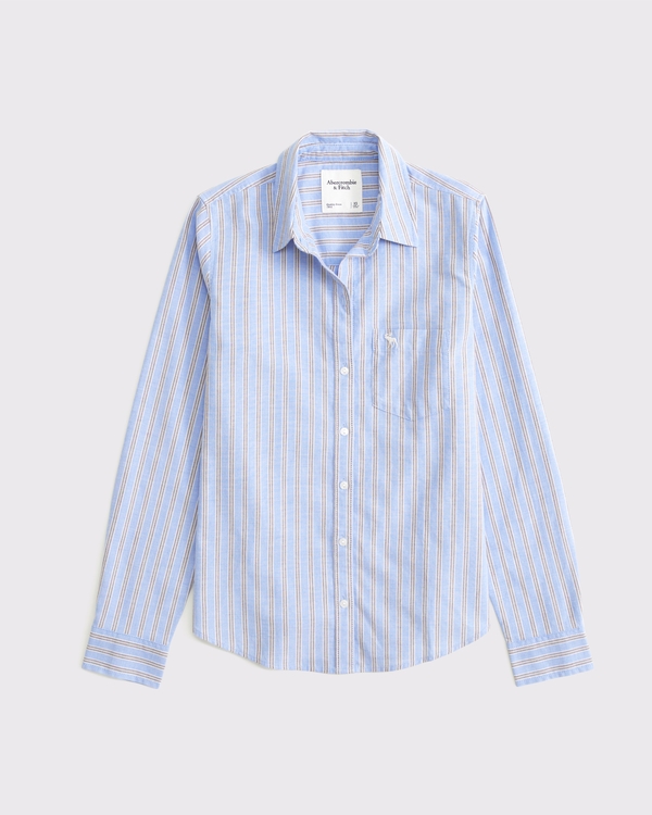 リラックス アイコン オックスフォードシャツ, Med Blue Stripe view 1