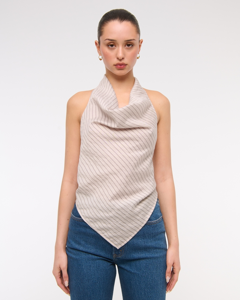 Women's Cowl Neck Tie-Back Halter Top Women's Clearance