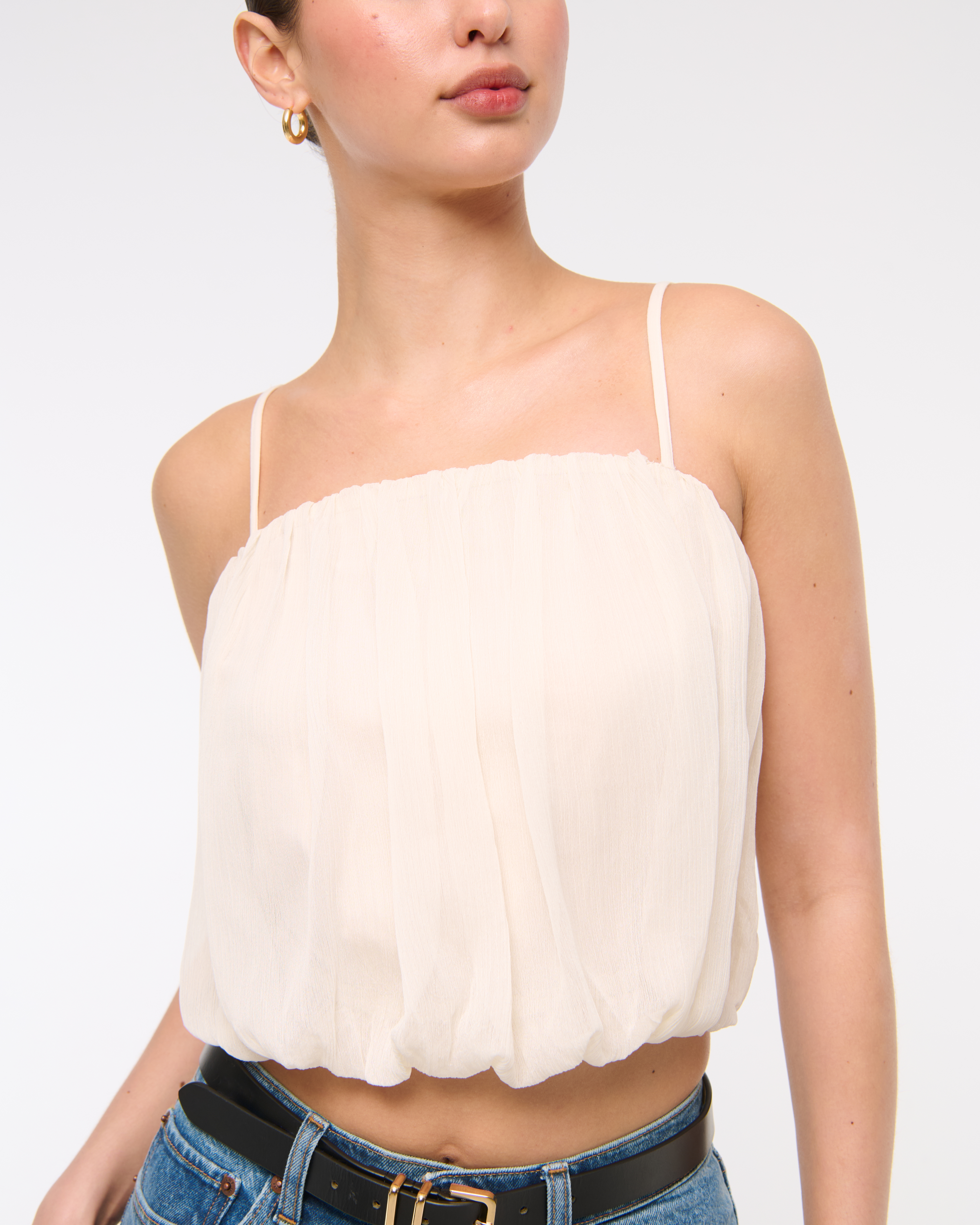 Женские топы Abercrombie & Fitch Sheer Bubble Hem Cami — фото 3