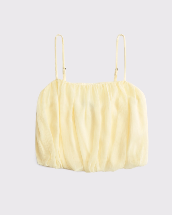 Sheer Bubble Hem Cami, Pastel Yellow view 1