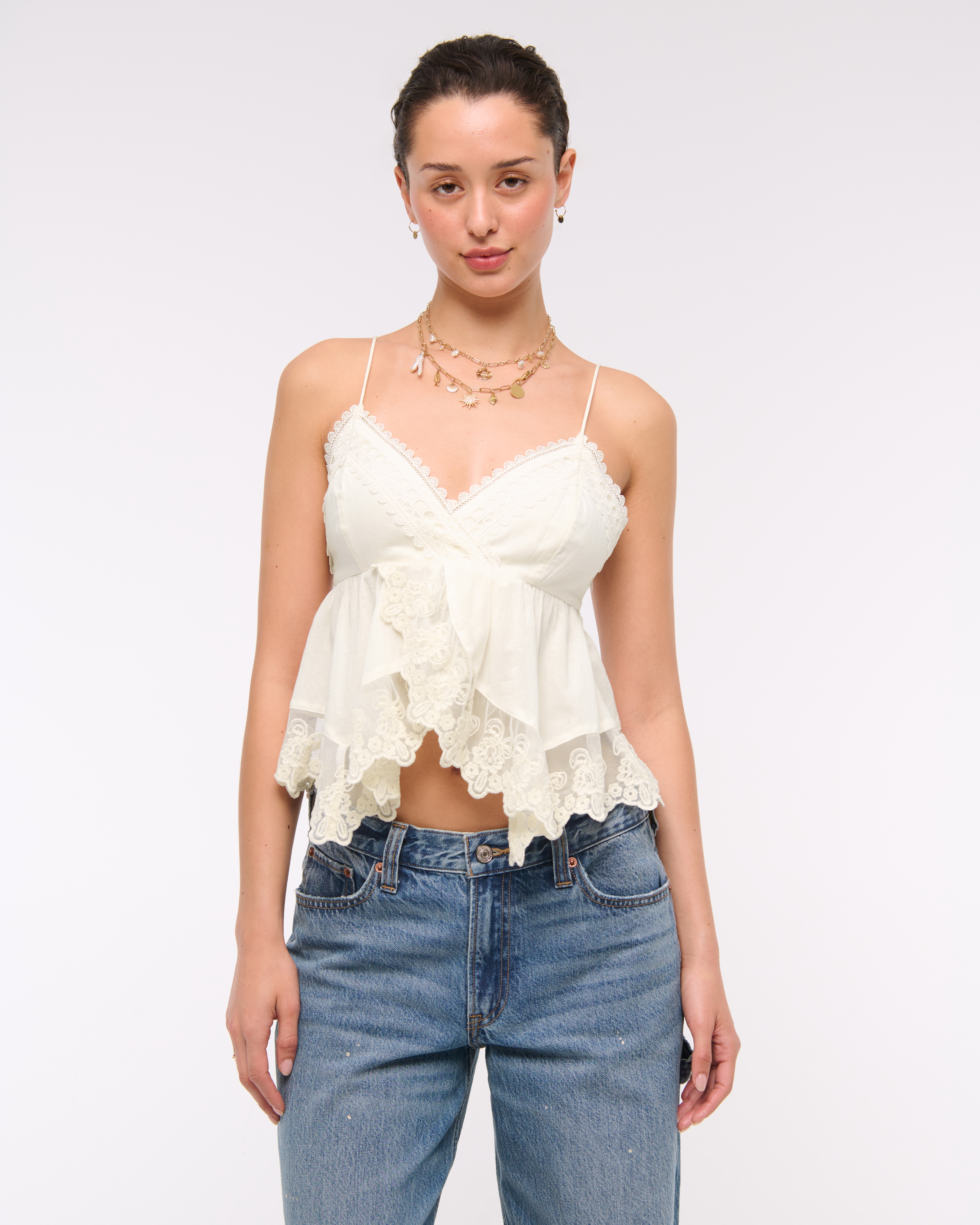 abercrombie lace peplum cami