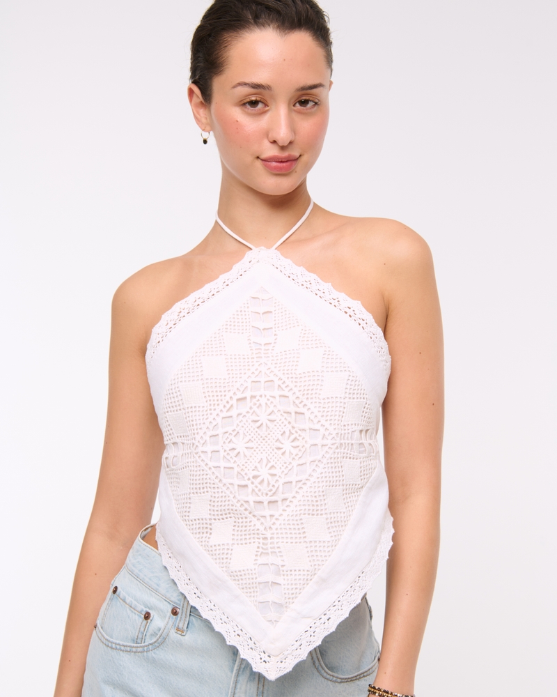 Linen-Blend Bandana Top