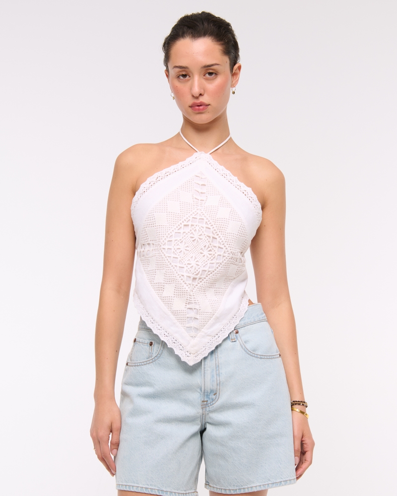 Linen-Blend Bandana Top