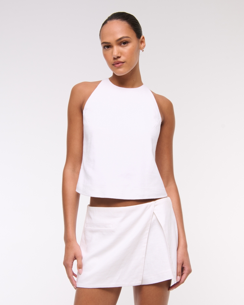 Linen-Blend Open-Back Set Top