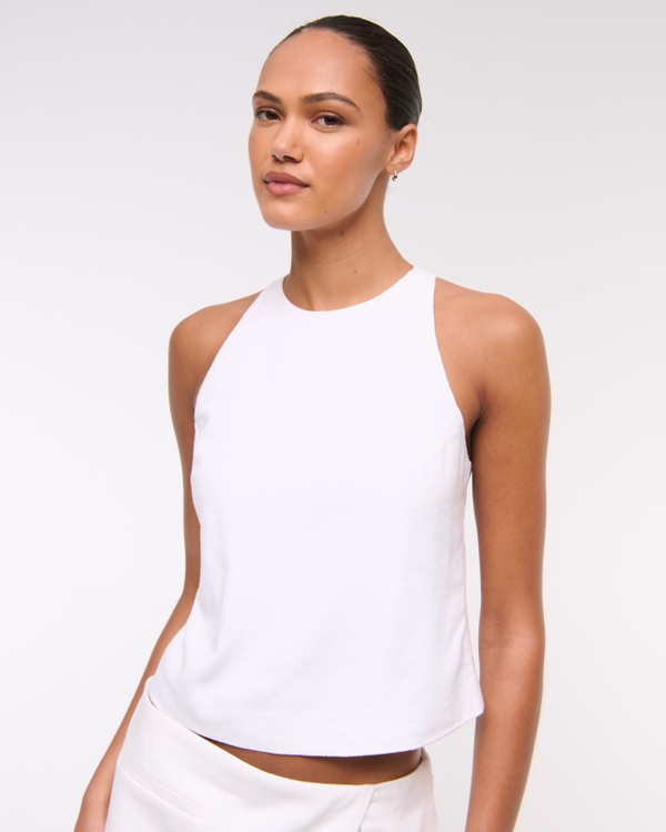 Linen-Blend Open-Back Set Top