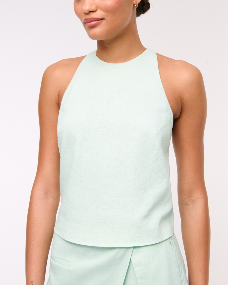 Linen-Blend Open-Back Set Top
