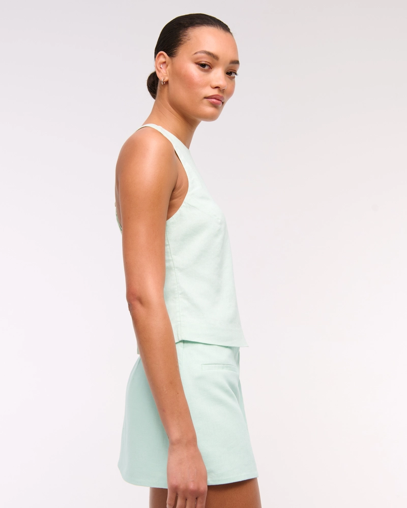 Linen-Blend Open-Back Set Top
