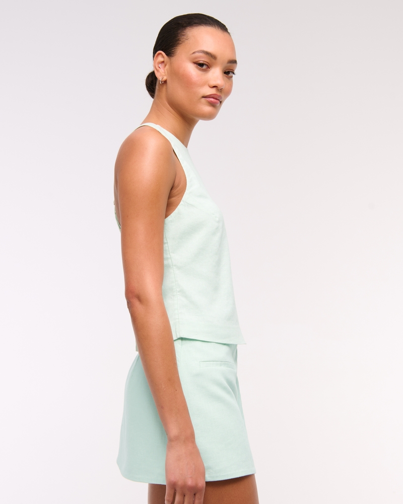 Linen-Blend Open-Back Set Top