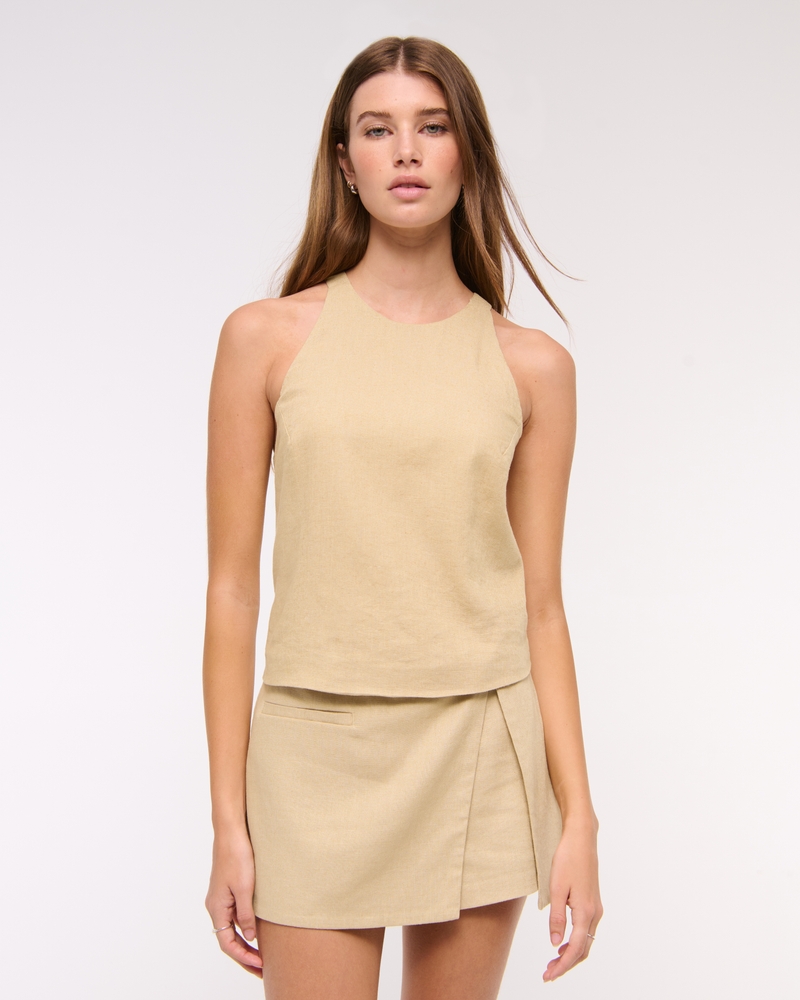 Linen-Blend Open-Back Set Top - thumbnail 2