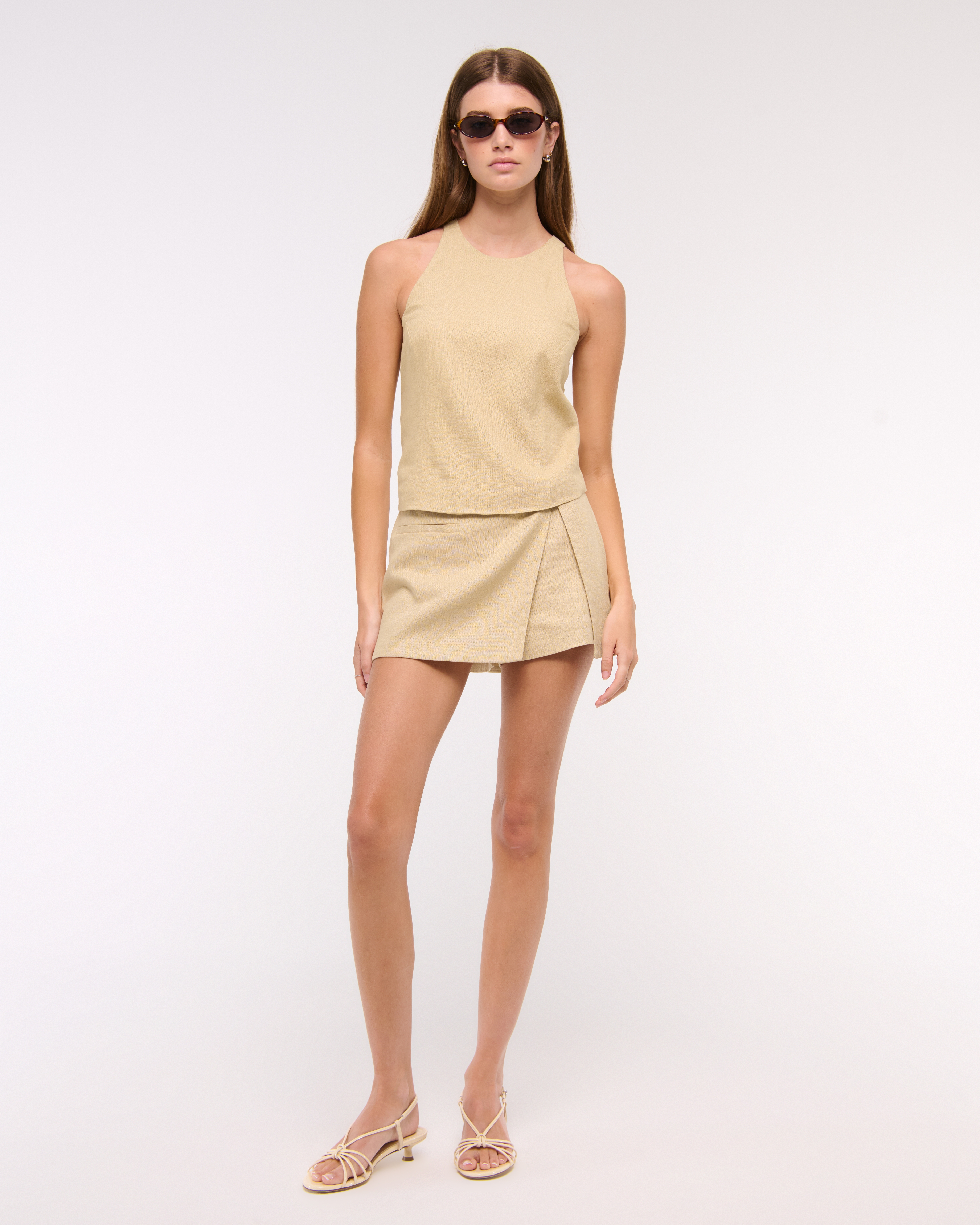 Женские топы Abercrombie & Fitch Linen-Blend Open-Back Set Top — фото 3
