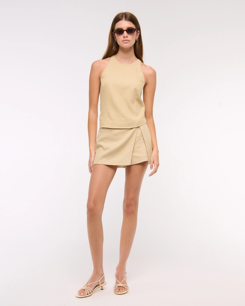 Linen-Blend Open-Back Set Top