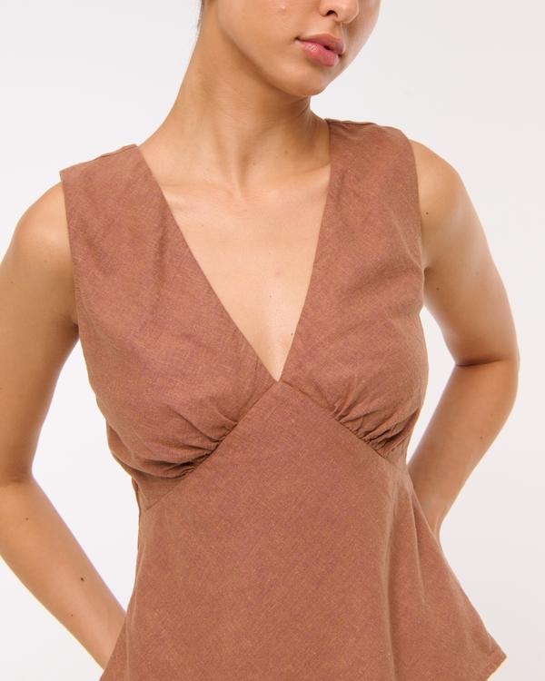  Linen-Blend Tie-Back Set Top