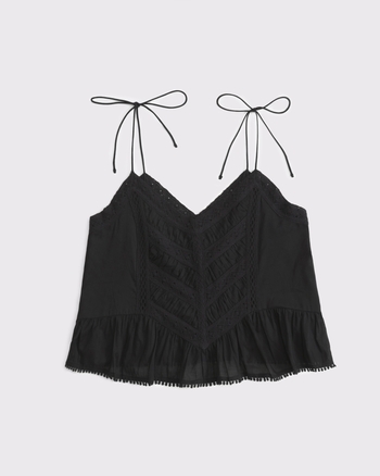 Lace-Trim Tie-Strap Cami