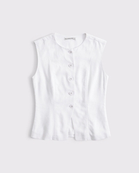 Linen-Blend High-Neck Vest