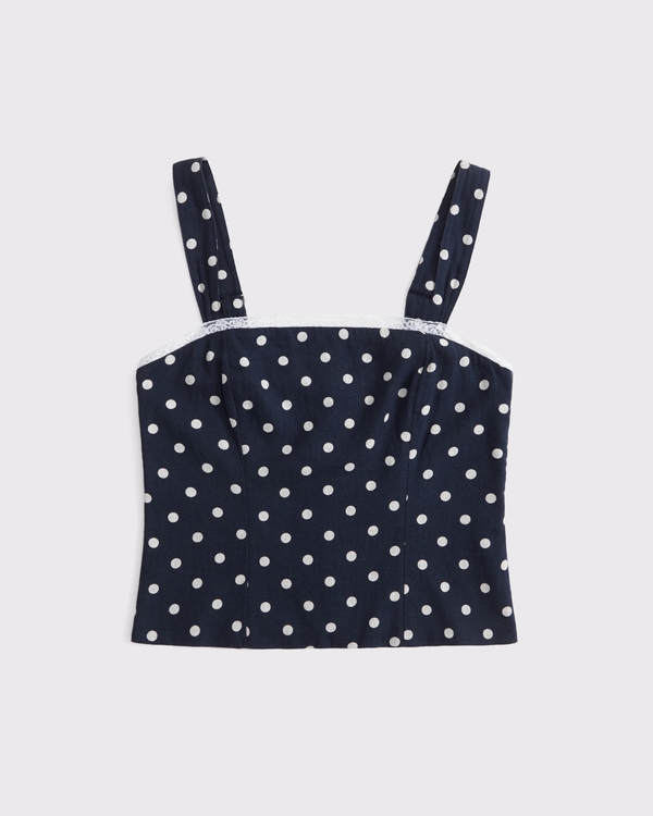 Linen-Blend Corset Top