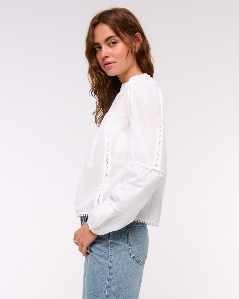 Long-Sleeve Lace-Trim Top