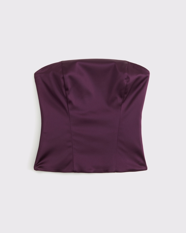 Strapless Satin Corset, Red Wine view 1