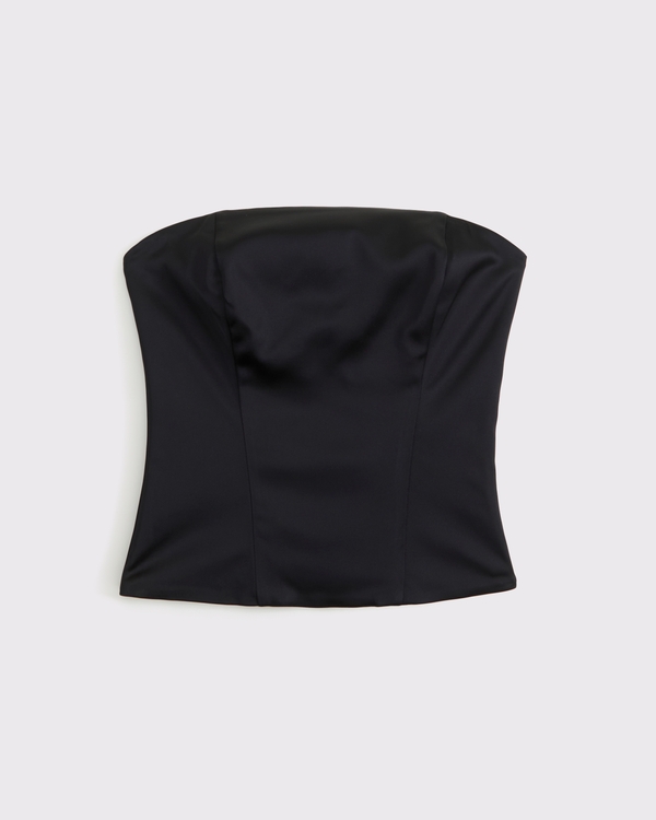 Strapless Satin Corset, Black view 1