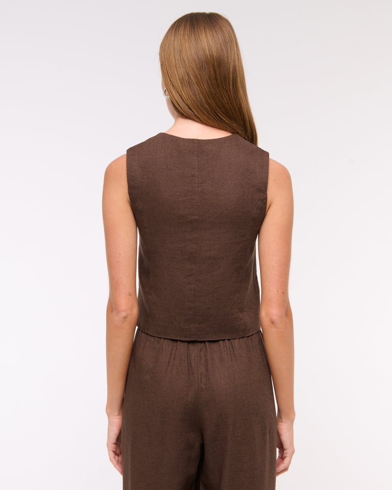 Tie-Front Linen-Blend Vest