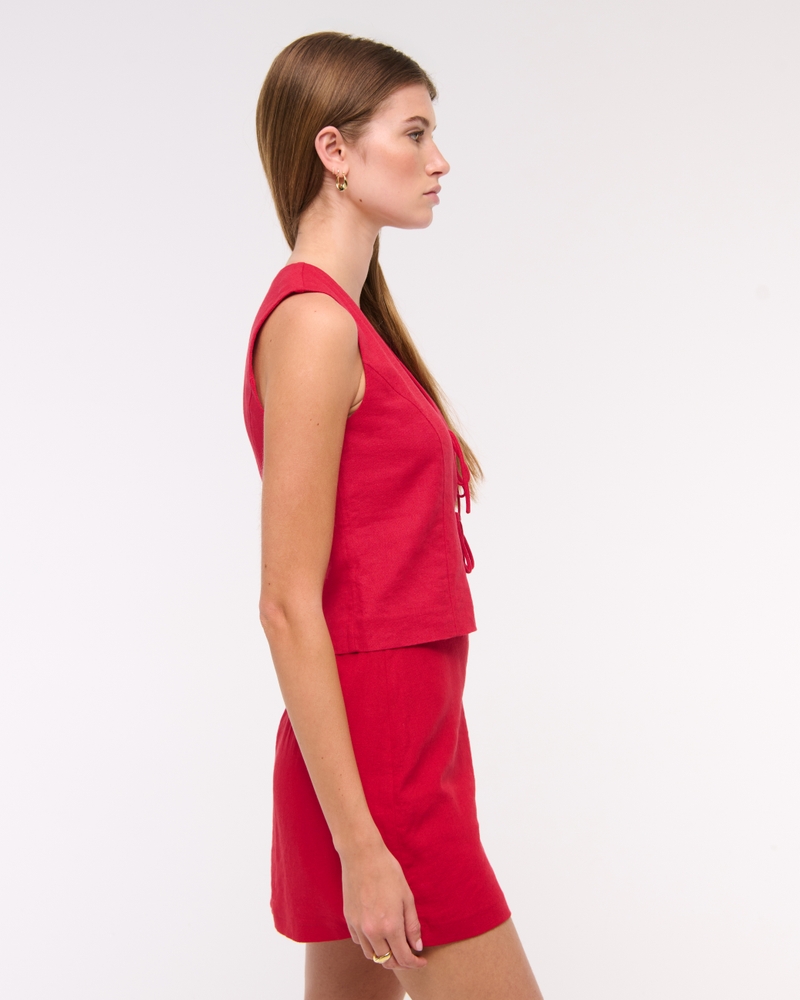 Tie-Front Linen-Blend Vest