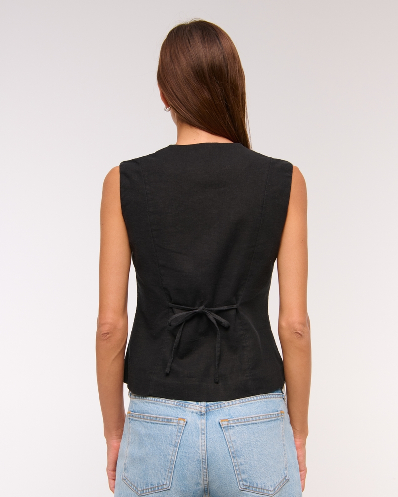  Linen-Blend Button-Through Vest