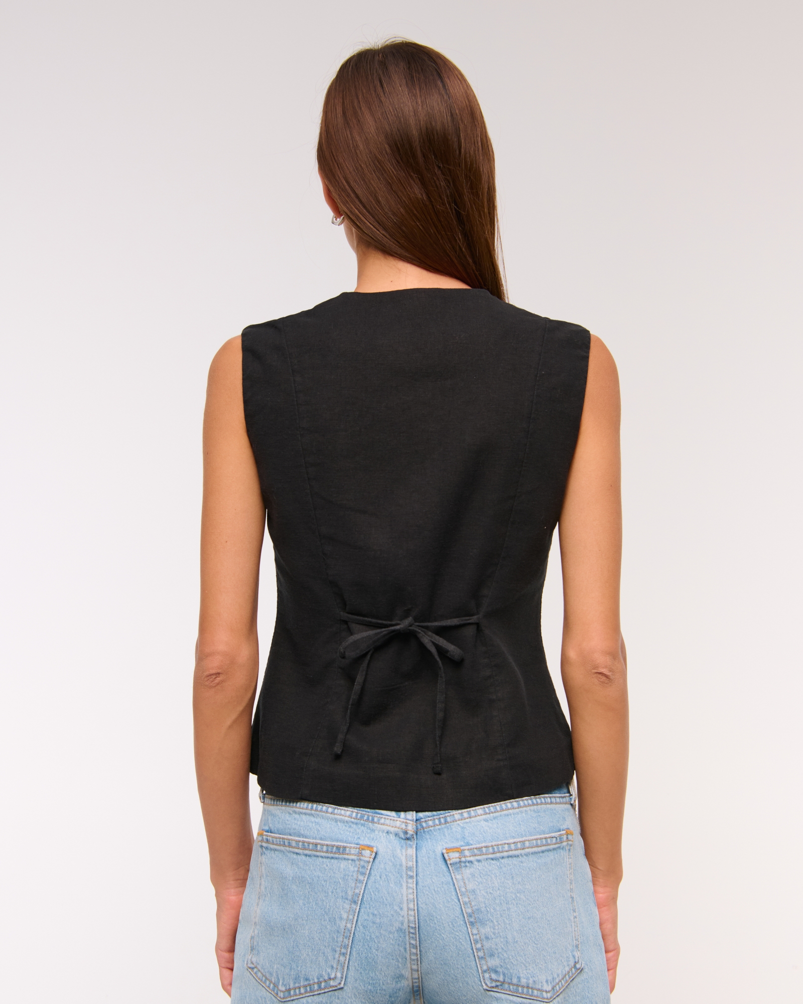 Linen-Blend Button-Through Vest