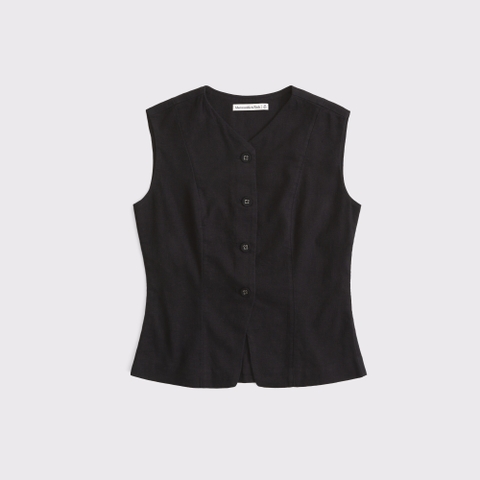 Женские жилеты Abercrombie & Fitch Linen-Blend Button-Through Vest