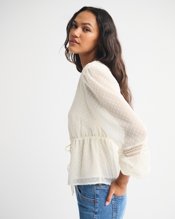 Long-Sleeve Tie-Front Top